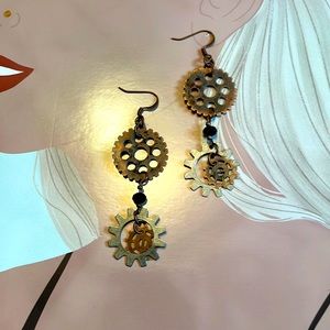 Steampunk earrings 3 1/4”